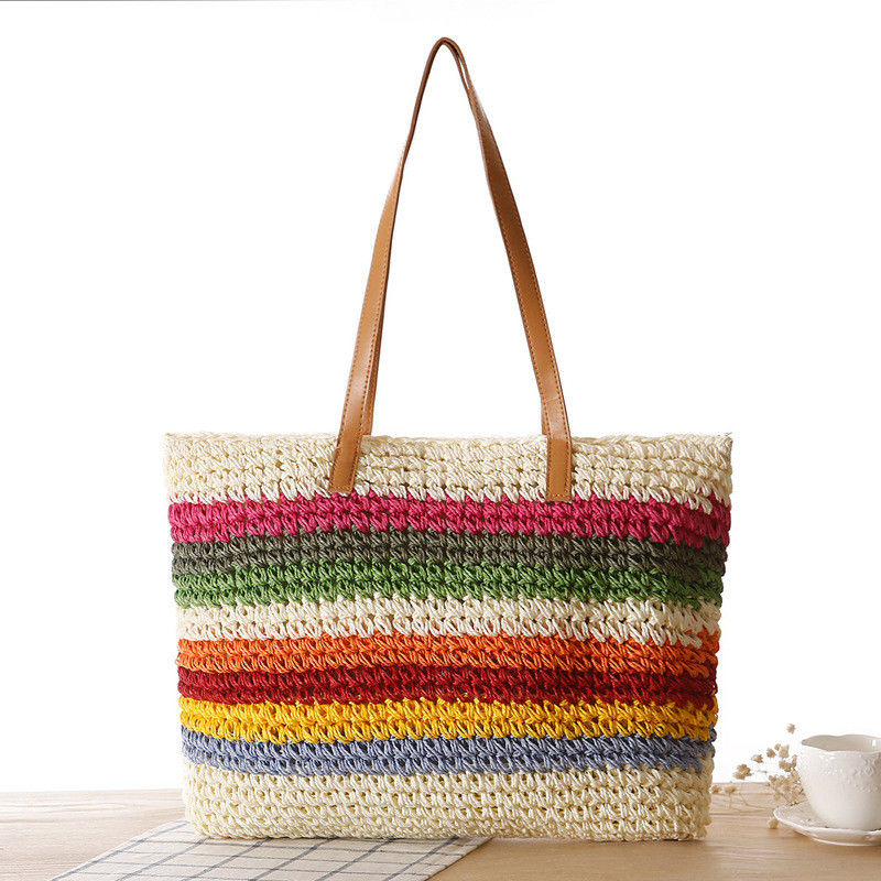 Main Material Straw 2022 Fashion Women's Seaside Beach Tote Bag with Customized Color