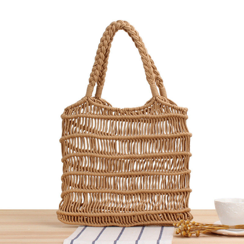 Customized Color 2022 Summer Handmade Women Straw Bag Hollowed Out Woven Beach Hand Bag