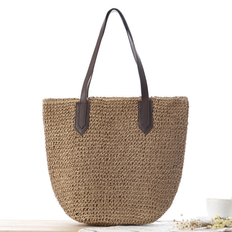 Women Straw Bags Summer Natural Raffia Straw Beach Bag with Two Handles Newest Arrival