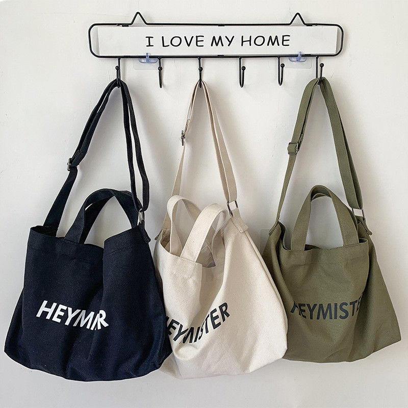 Custom Large Canvas Tote Bag Accepable OEM/ODM for Letter Print Cross Body Messenger Bag