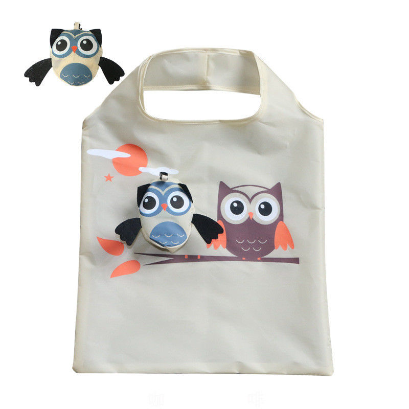 Cute Animal RPET Shopper Bags for Shopping Hiking Travel Letter Print Cotton Tote Bag