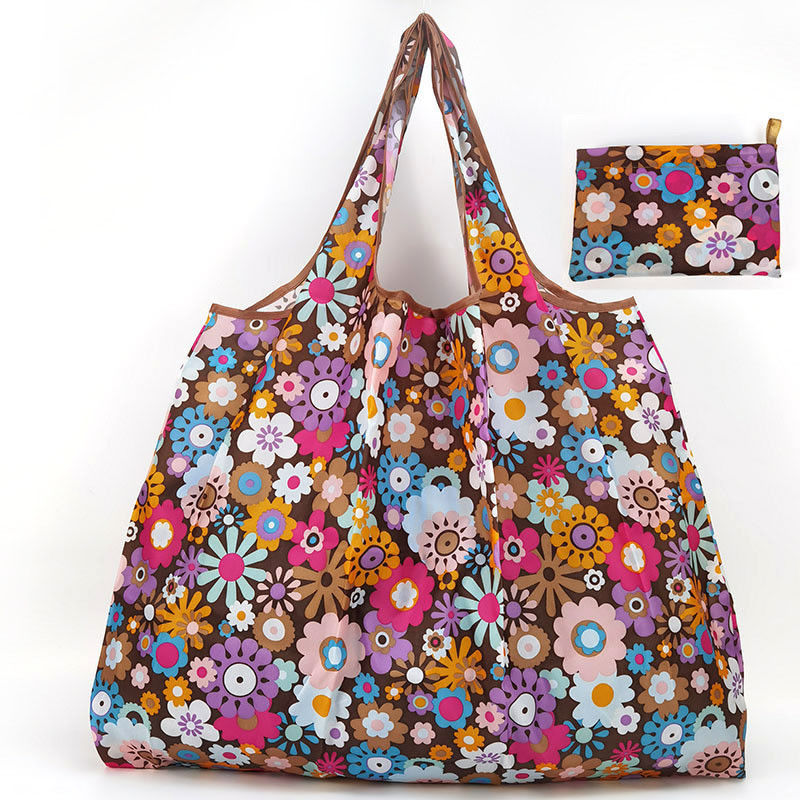 Newest Fashinable Style Eco Friendly Foldable Polyester Floral Shopping Bag for Women