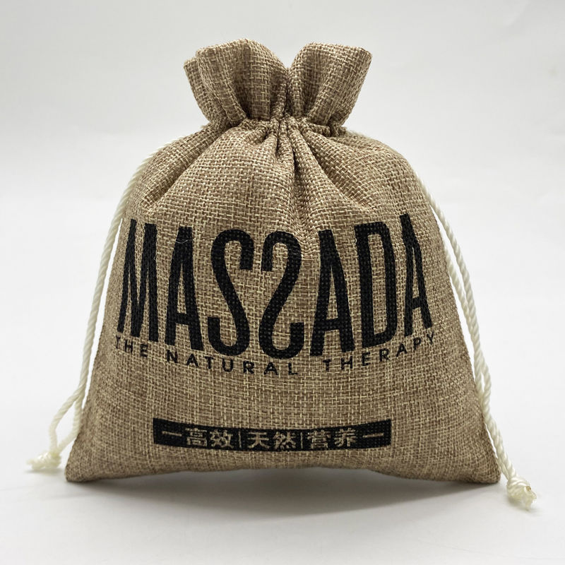 Custom Logo Jute Drawstring Pouch for Daily School Life Essentials and Organization